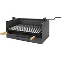IMEX EL ZORRO Cajón para Barbacoa con Elevador y Parrilla de INOX- 50 x 40 x 33 cm- Gris FORJA- 71517